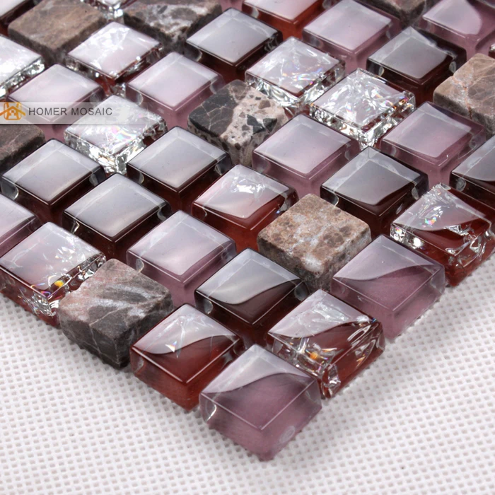 charming purple color  glass mixed stone tile wall mosaic tile bathroom tiles backsplash mosaic tile free shipping