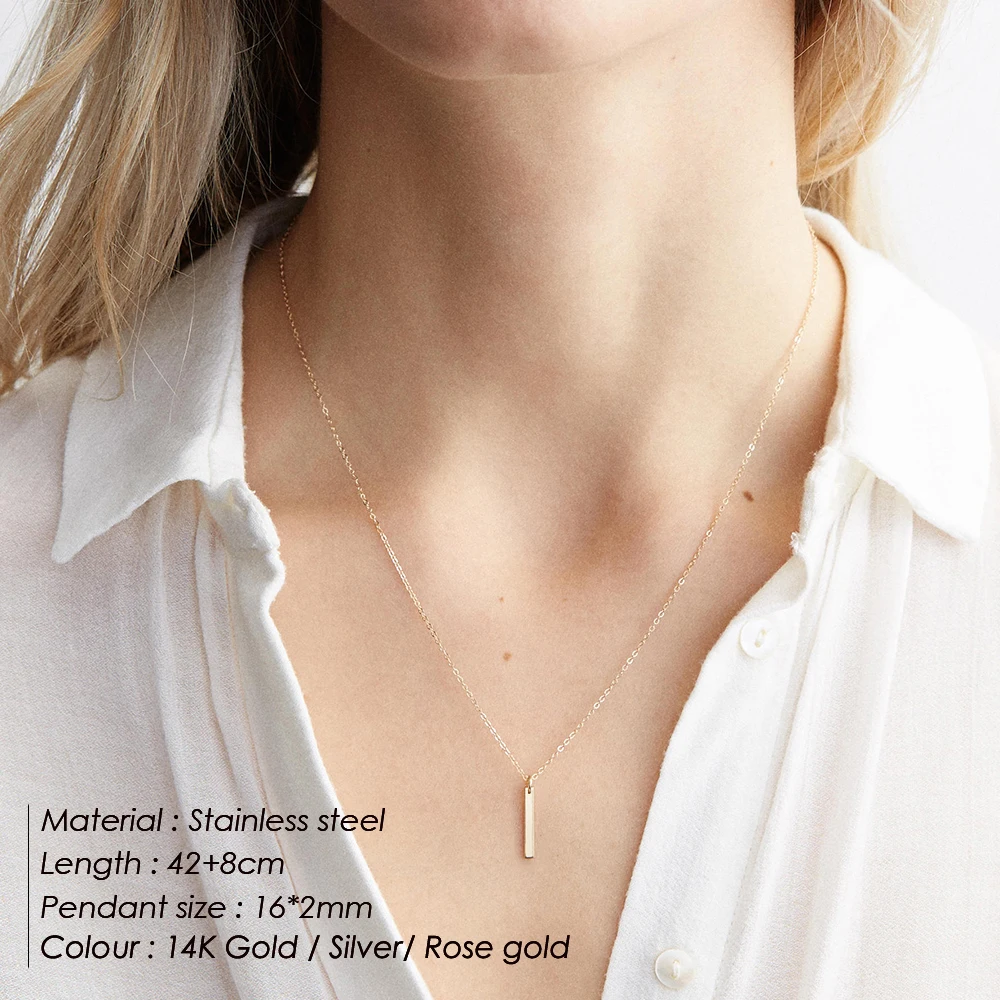 e-Manco Stylish Stainless Steel Pendant Necklace Thin Link Chain Necklace Best Friend Necklace Minimalist Choker Jewelry