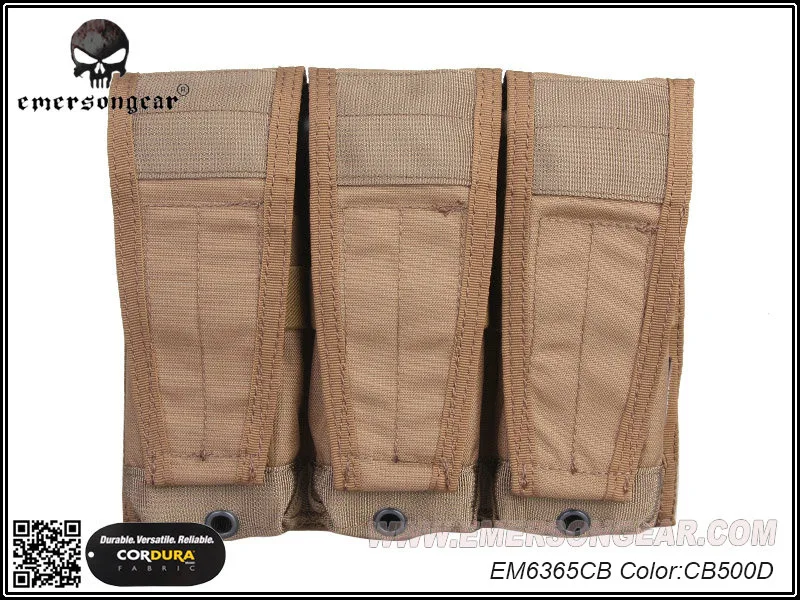 emersongear-Triple Flap Magazine Pouch Only for AVS Vest, Combat Molle, MAG Pouch, Coyote Brown, EM6365