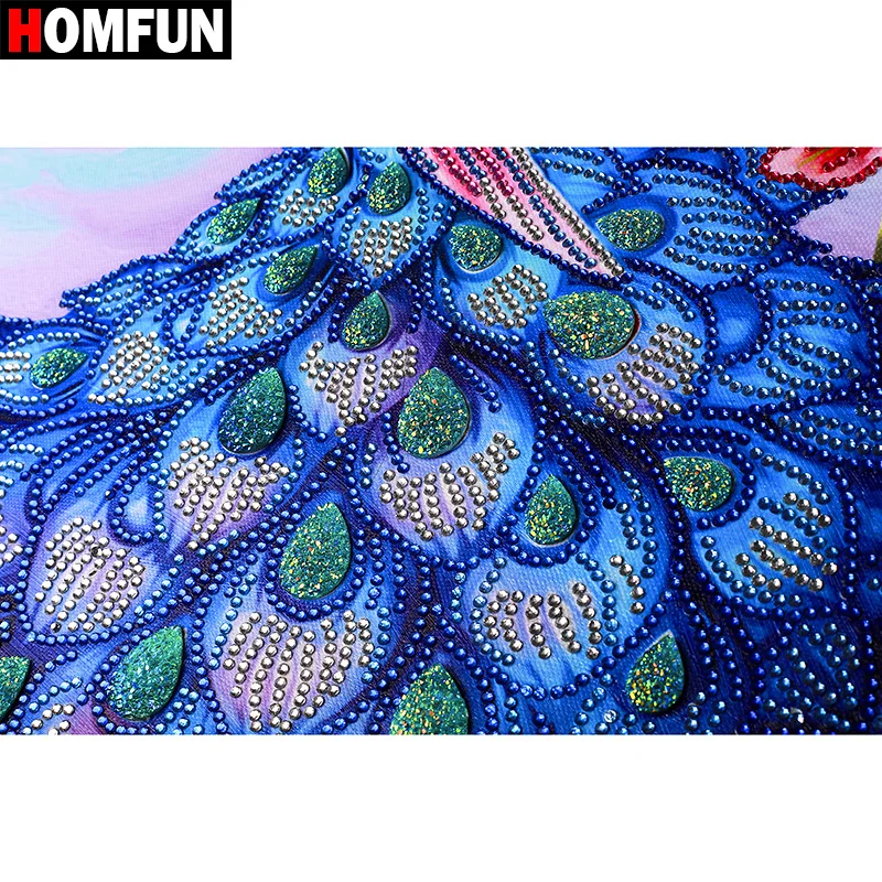 HOMFUN 5D Special shape Diamond Painting Peacock Diy Diamond 5D Animal Diamond Embroidery Set Handicraft Decor Gift 40x50cm