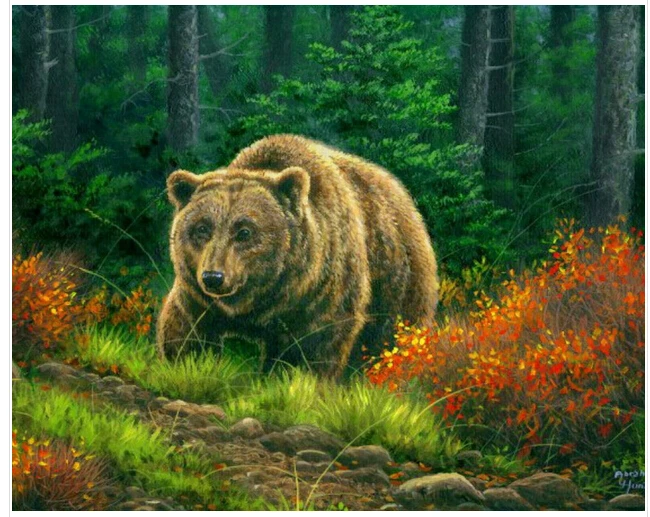 New Arrival Needlework Diiy Diamond Painting Cross Stitch Emboridery Modern Fashion Home Decor Grizzly Bear Wedding Decoration