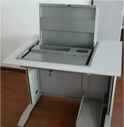 Flip Top Student Computer Desk with 22 Inch Monitor Security Box Custom