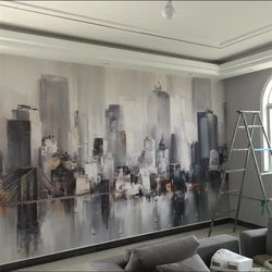 Custom personalized wallpaper 3d retro murals living room creative background wall art ink abstract oil painting city wall paper
