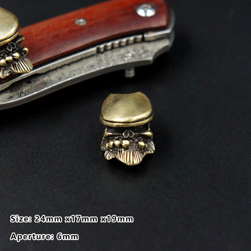 1PC Handmade Brass Knife Bead EDC Paracord Beads DIY Pendant Flashlight Keychain Lanyard Accessories Tool for Outdoor Survival G