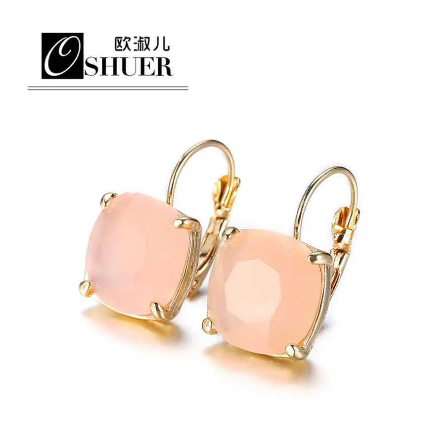 OSHUER HOT Sale Fashion Big Classic Gold-color Earrings For Women Brand Romantic Crystal Drop Earrings Fashion Jewelry