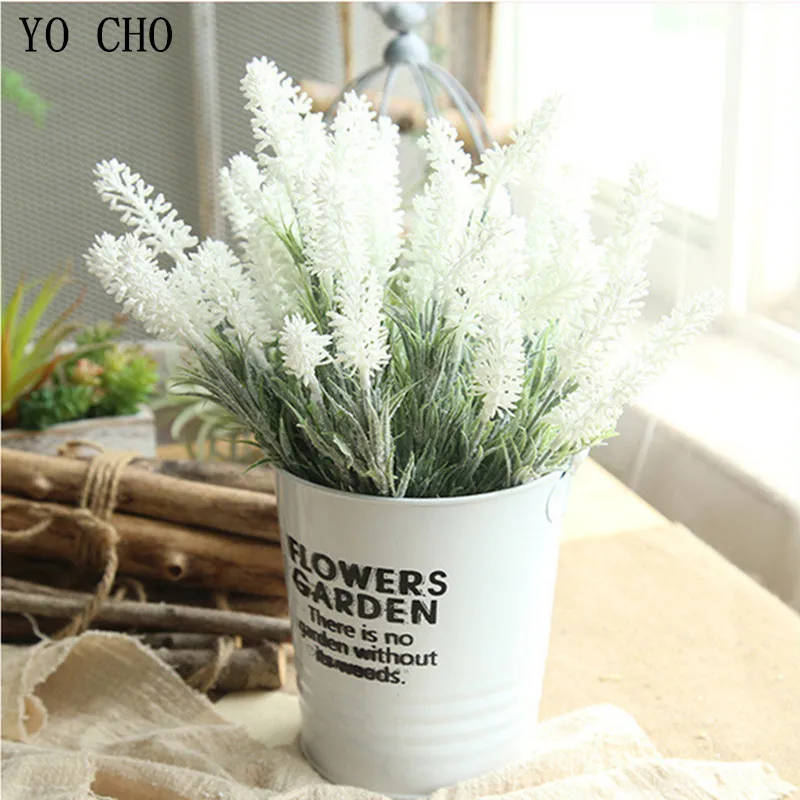 YO CHO Artificial Lavender Flowers Bouquet Fake Flowers High Quality Lifelike Wedding Home Desktop DIY Decor 3Pcs/lot