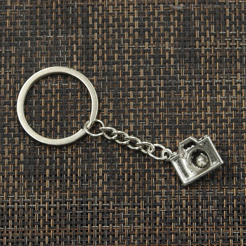 Fashion 30mm Key Ring Metal Key Chain Keychain Jewelry Antique Bronze Silver Color Plated Camera 20x16mm Pendant