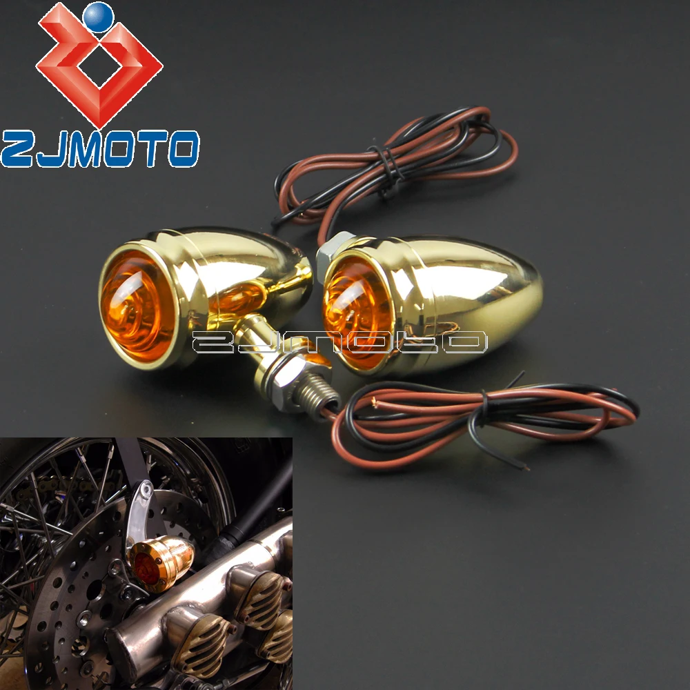 

Motorcycle Brat Solid Brass Turn Signal Light For Harley Bobber Cafe Racer Turn Indicator Light Vintage Bullet Turn Signals Lamp