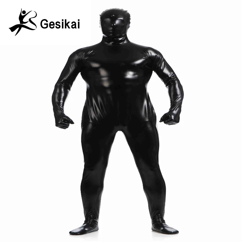 Men\'s Metallic Shiny Zentai Full Bodysuit Back Zipper Costum Made Tights Suits Men\'s Full Bodysuit Cosplay Halloween Costumes