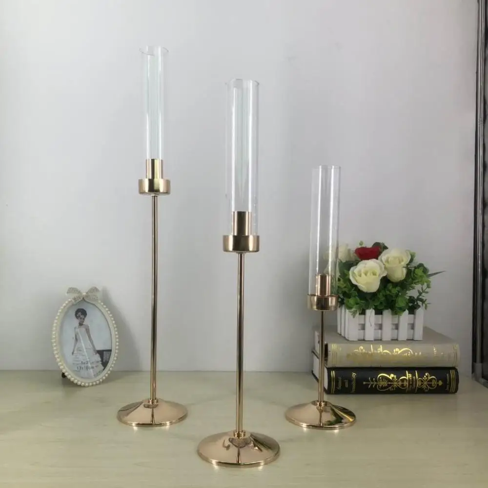 IMUWEN Metal Candle Holder Gold Candelabra Fashion Wedding Candle Stand Exquisite Candlestick Table Home Decor