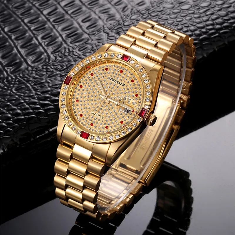 REGINALD Luxury Brand Quartz Fashion Stainless Steel Men's Watch Date Analogue Display Male Watches