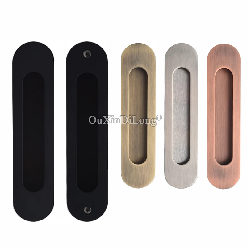 1Pair Zinc Alloy Recessed Sliding Door Handles Hidden Barn Door Handles Kitchen Balcony Background Wall Flush Door Pulls Handles