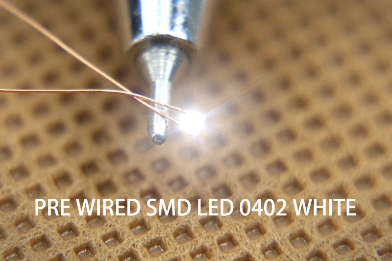 C0402W 10pcs Pre-soldered micro 0.1mm Copper Wired WHITE SMD Led 0402 NEW