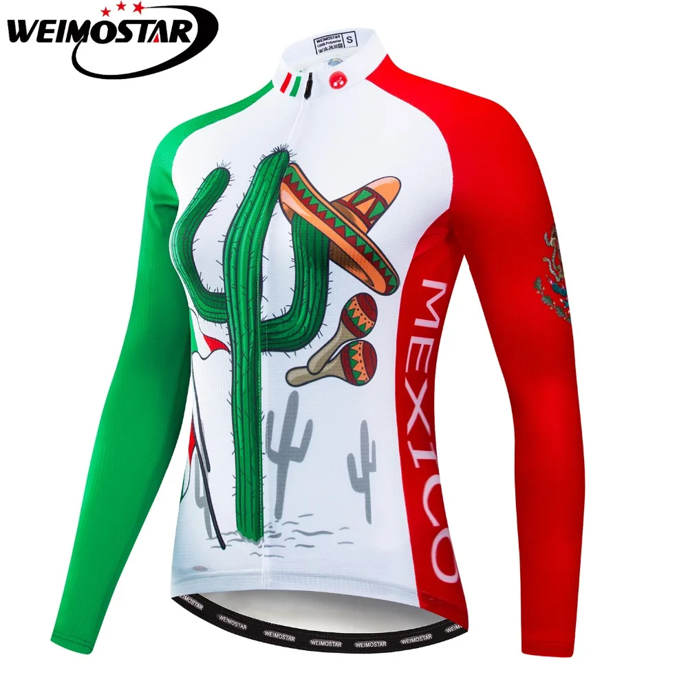 Mexico Cactus Women Cycling Jersey Ropa Ciclismo Long Sleeve Autumn MTB Bike Wear Cycling Clothing Breathable Bicycle Clothes