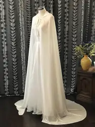 Chiffon Hooded Cloak ,Bridal Chiffon Cape with Tape Bridal Shawl In White, Ivory, Beign, Black