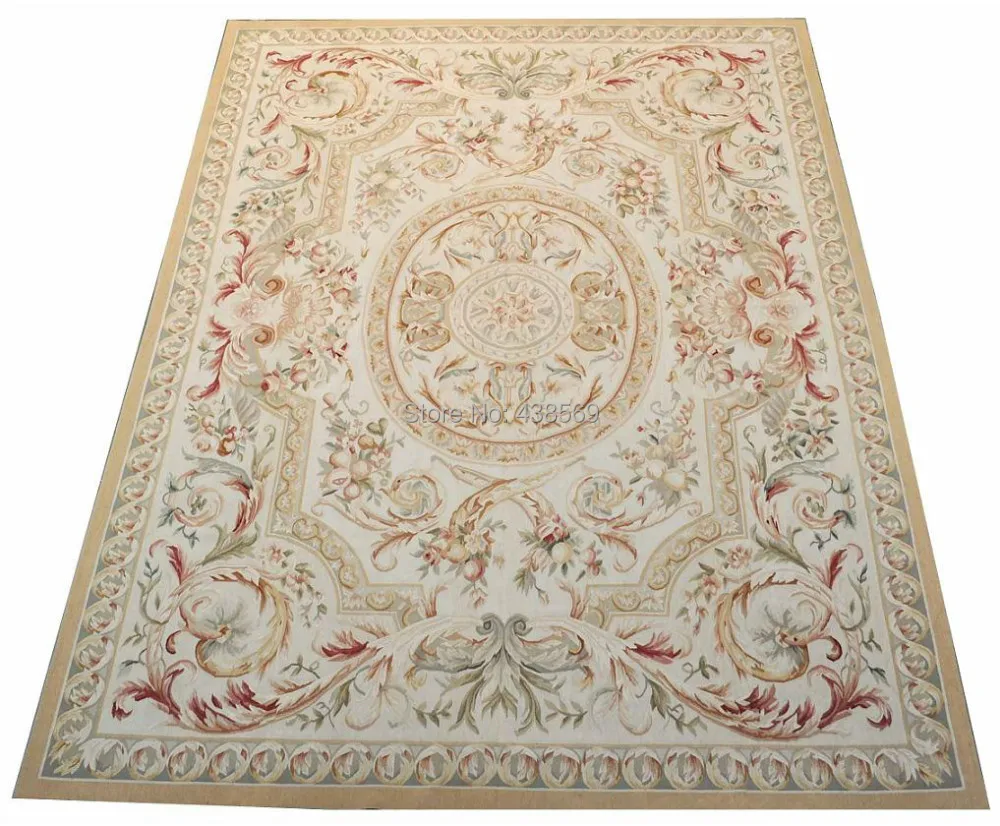 

Free shipping 8'x10' Aubusson rugs Beige medallian woolen aubusson rugs for home decoration bedrooom rugs