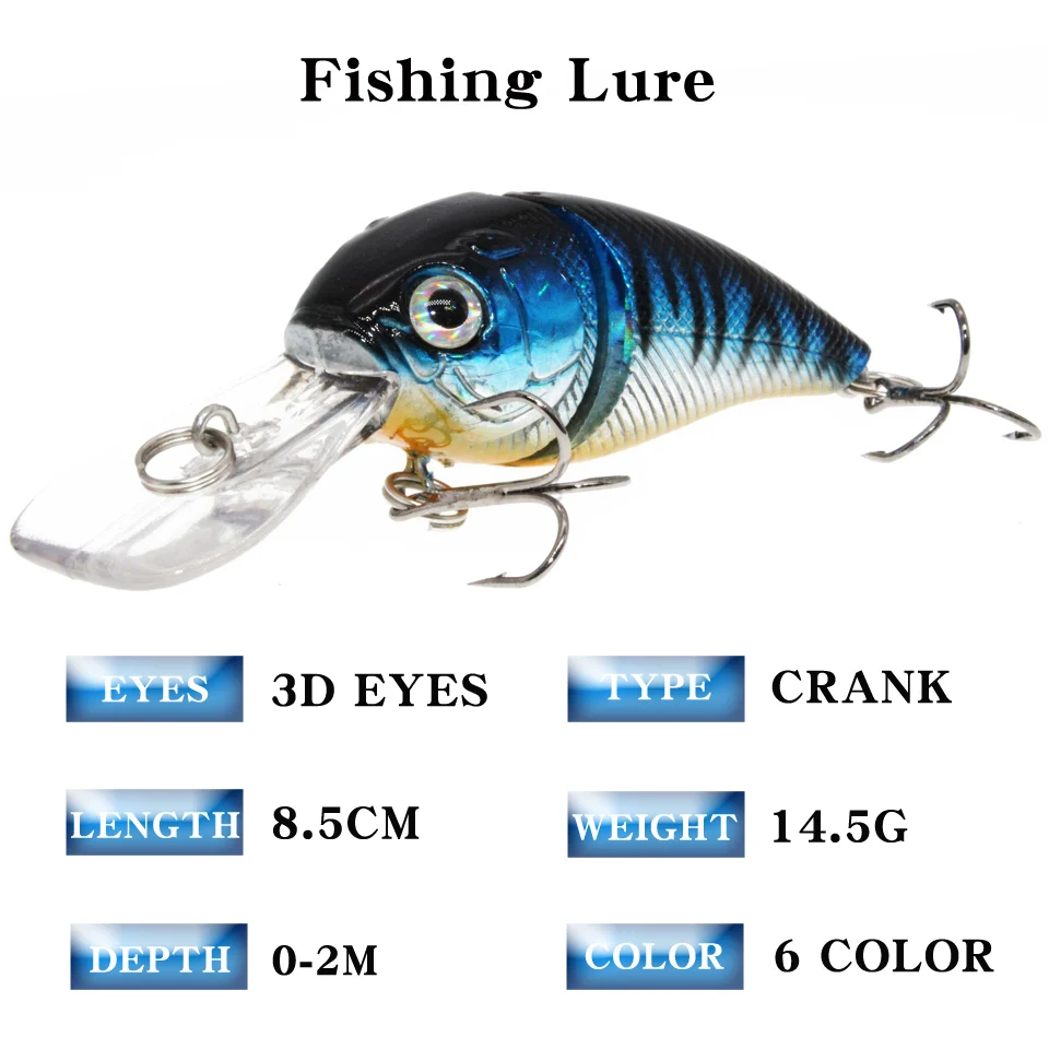 LEOSPORT New Arrival 1pcs Lifelike Crank Fishing Lures 8.5cm14.8g 6 Colors Hard Baits Quality Professional Fishing Wobblers lure