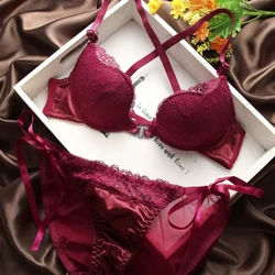 Women Lace Push-Up Front Buckle Underwear Lingeries Bra Sets 32-36B