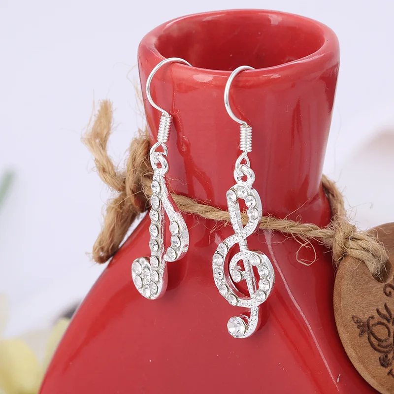 JIOFREE Hot Personality Geometric Music Dream Symbol Asymmetric Clip on Earrings  no pierced Silver Color Earrings for Women