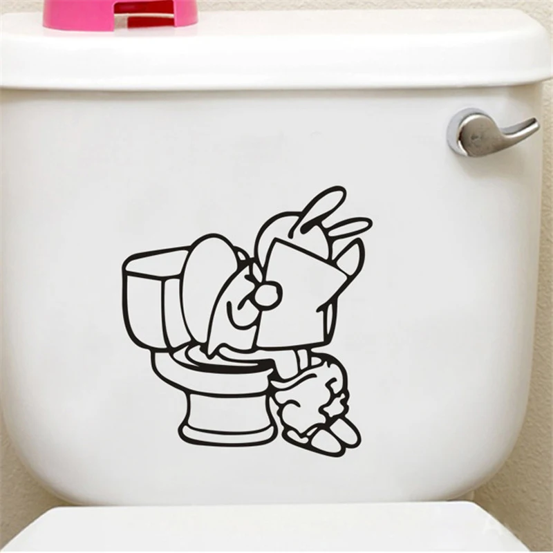 Funny Toilet Read Newspaper Wall Toilet Stickers Washing Bathroom Door Decor For Home Decoration 3D Vinyl Decals Stickers