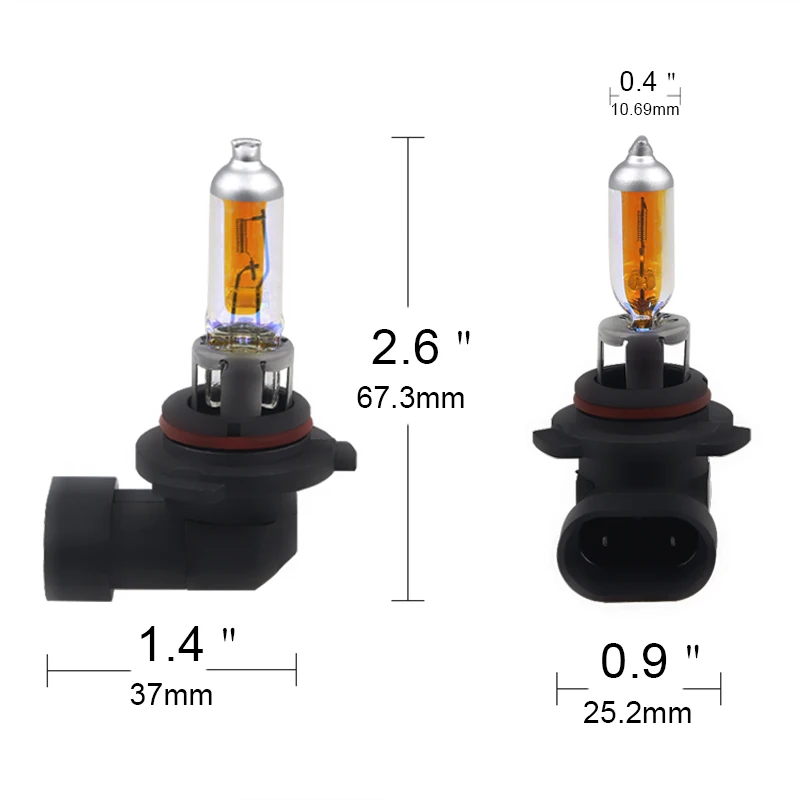 2pcs Car Headlight Bulb HB4 9006 Halogen Bulb 2300K Golden Yellow 12V 55W 9006 Halogen Car HeadLight Fog Quartz Glass Car Lamp