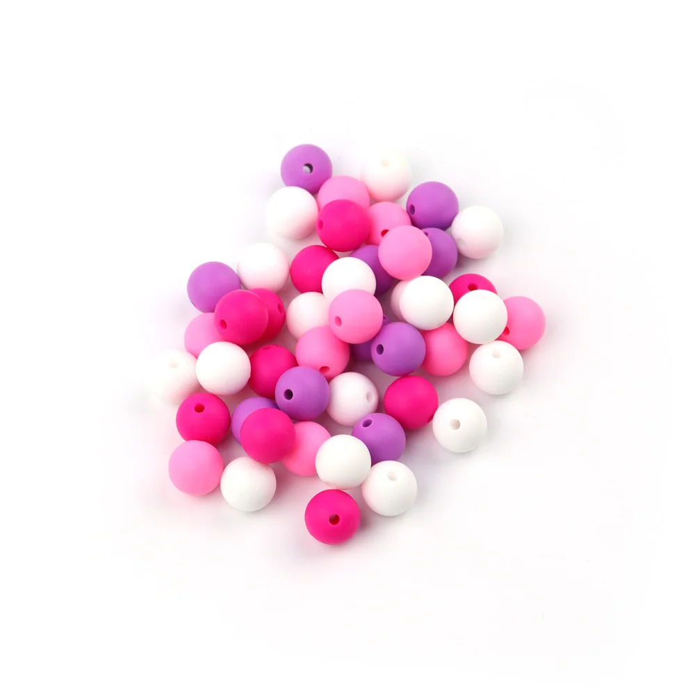 

40pcs 12mm Silicone Teething Beads For Baby Chewing Necklace Baby Teether Toys Accessories Bpa Free Silicone