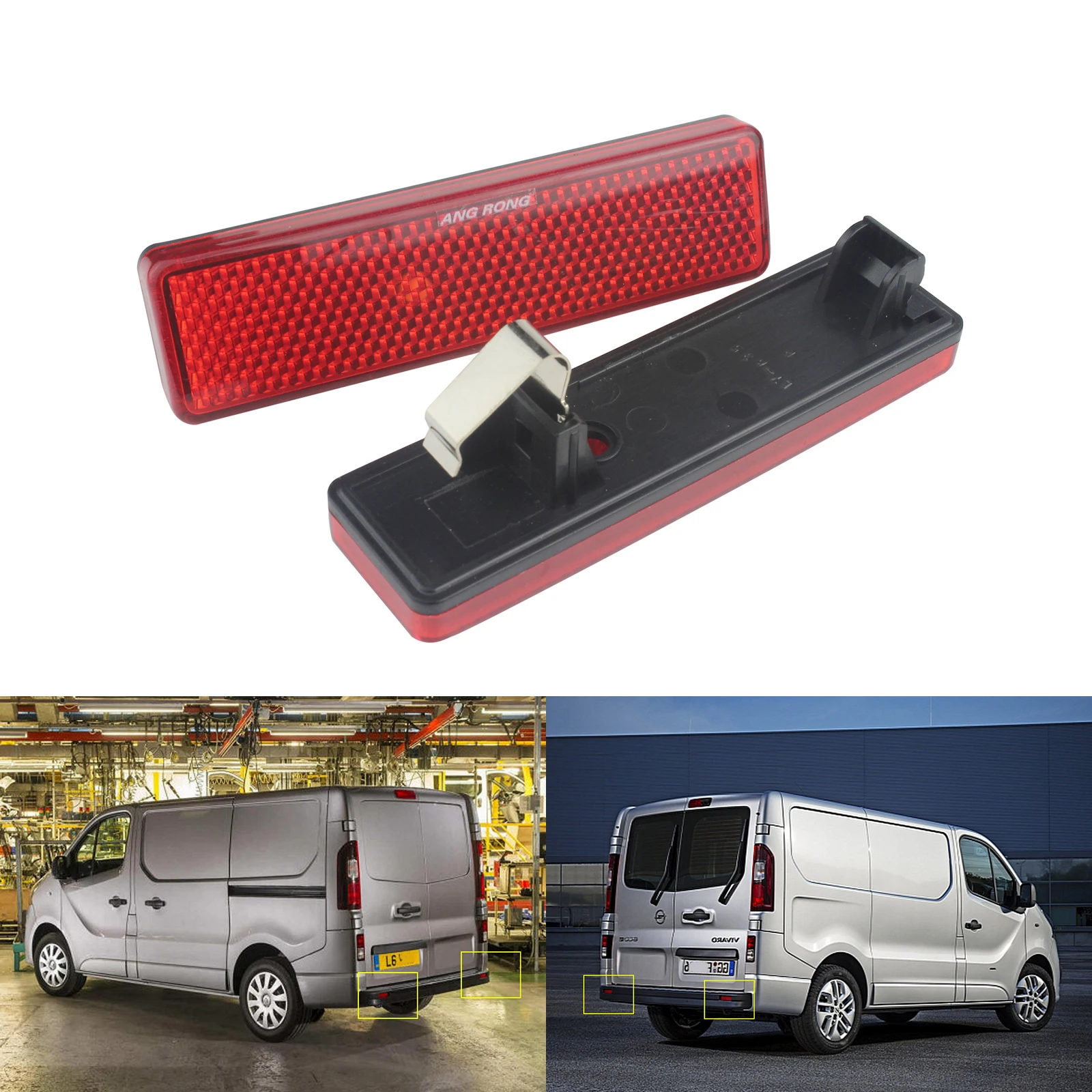 

ANGRONG 2x LED Rear Bumper Reflector Tail Stop Brake Light Lamp For Renault Trafic Master For Opel Vauxhall Vivaro Movano