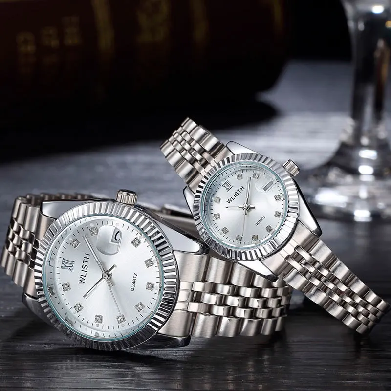 2023 WLISTH jam tangan wanita pria Quartz, jam tangan pria antiair Analog tanggal otomatis