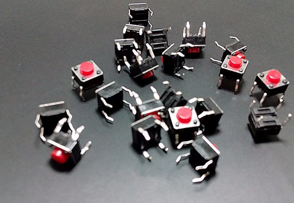 50PCS/Lot 6*6*5MM Black/ Red Small Button Switch Copper Foot Micro Square Push  Switches Electronic Accessories 6X6X5