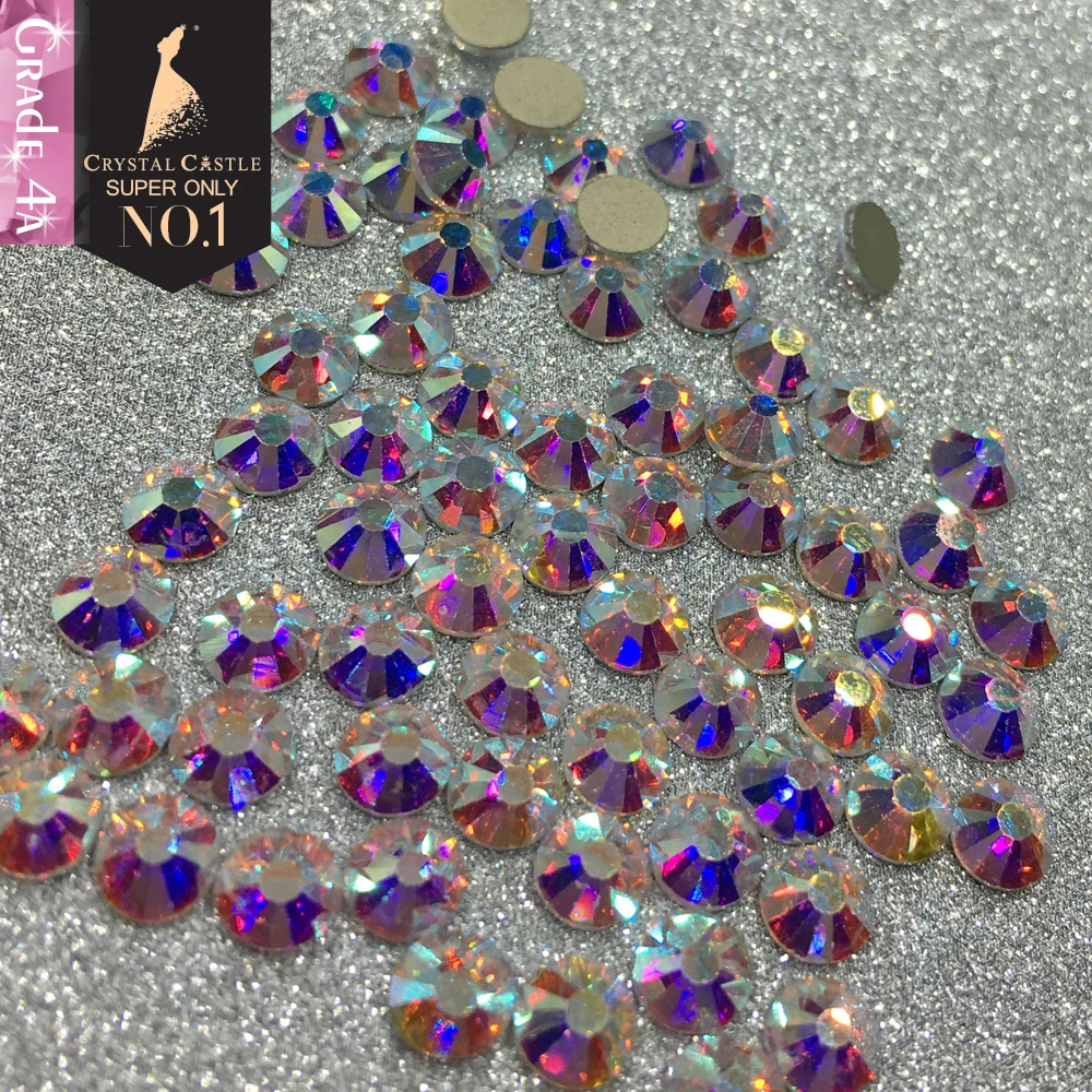 SS3-SS40 AAAA Clear Crystal AB Non Hotfix Flatback Rhinestones for Nails 3D Art Decoration Gems