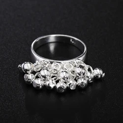 925 Fashion fashion Wedding Silver color ring beads charms for WOMEN Lady silver color cute Ring jewelry engagement R016 MARK ,