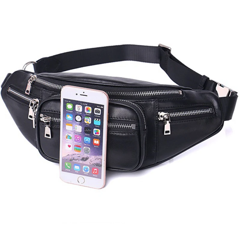 Solid PU leather handbag Women chest Pack Punk Bag Women\'s Belt Waist Bag Women Waist Pack cell phone Bags