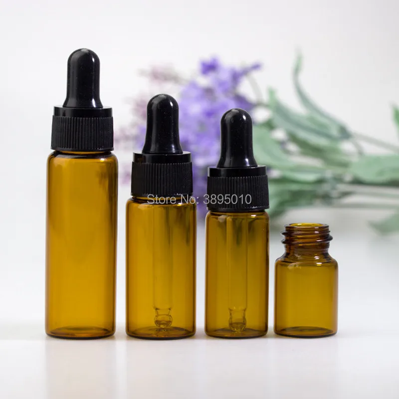 Emptpy 5ml 10ml 15ml 20ml Glass Essential Oil Dropper Bottle Drop Liquid Pipette jars Amber Cosmetic Packaging F309