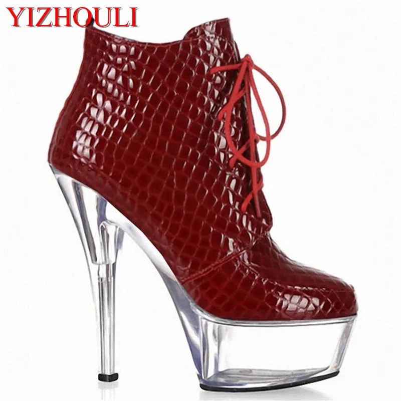 Gladiator ankle boots with 6 inch heels, for dinner catwalk 15 cm model stage performance ankle boots