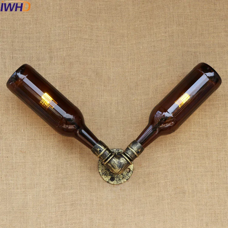

IWHD Vintage Industrial Loft Metal Wall Light Glass Shade LED Wall Lamp Indoor Lighting Bedside Lamps Retro Wall Lights Sconce