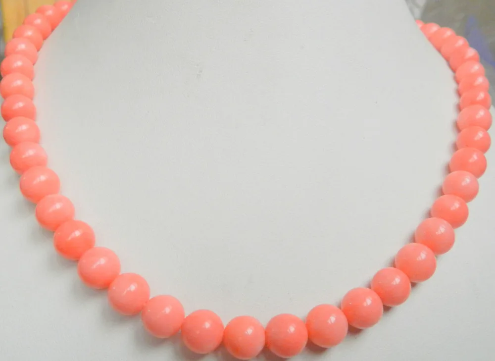 

0933 Necklace pink coral round beads