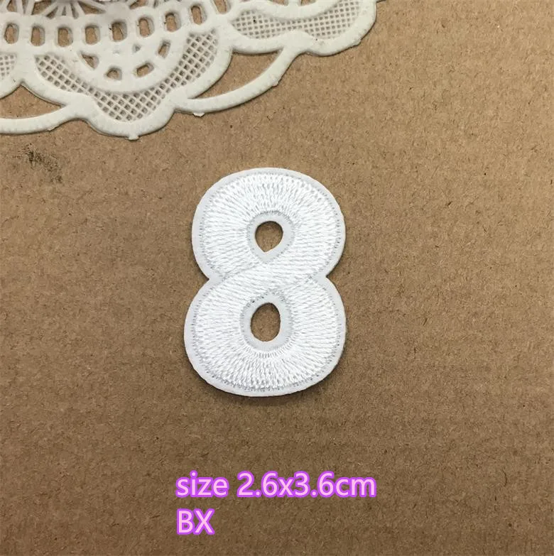 1 pcs white Numbers embroidered iron on patches cloth accessories popular clothing bag hat shoe decor Patches BX Appliques