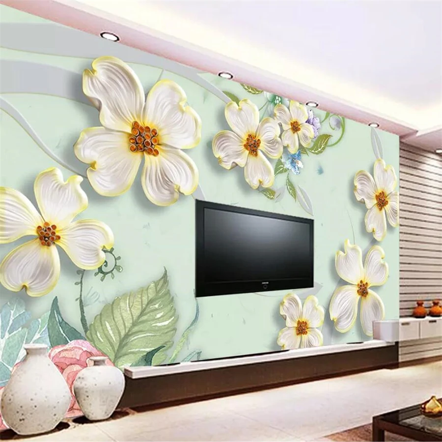 

Beibehang Custom wallpaper 3d mural embossed flowers peony backdrops wall living room papel de parede para quarto 3d wallpaper