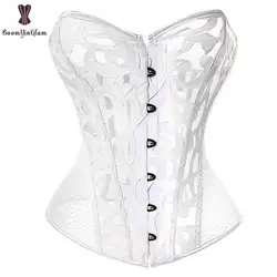 White Sexy Hollow Out Waist Trainer Corset Women's Lace Up Boned Slimming Lingerie Corsets And Bustiers Top Overbust body Shaper