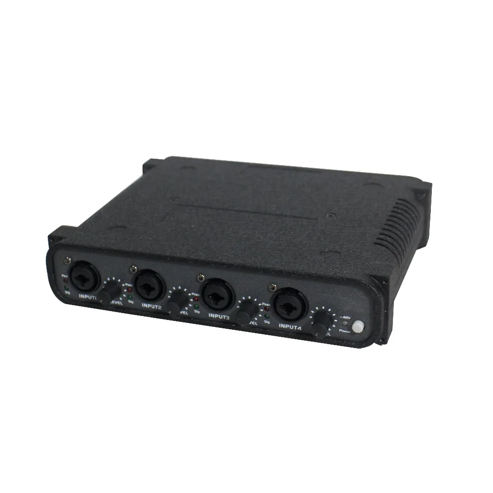 Dante Audio IP network Transmitter 4 in 4 out Dante Audinate Interface with XLR, Gain Control, Phantom Power