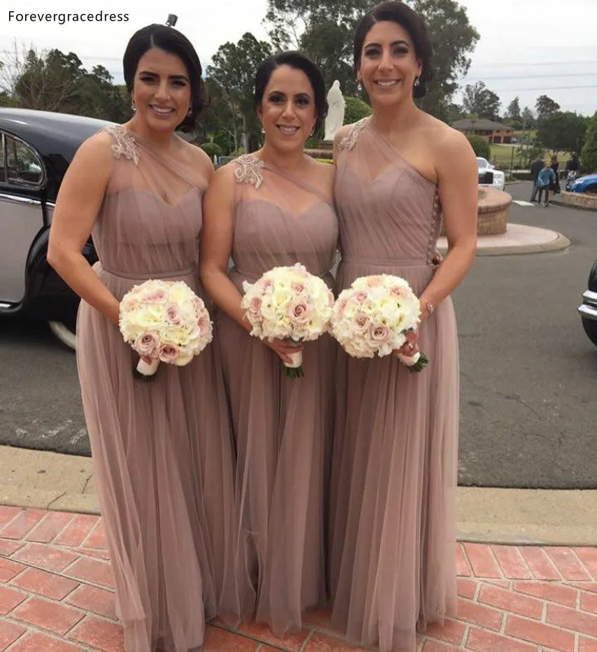 High Quality A Line Bridesmaid Dresses Tulle Summer Country Garden Wedding Party Guest Maid of Honor Gowns Plus Size Custom Made