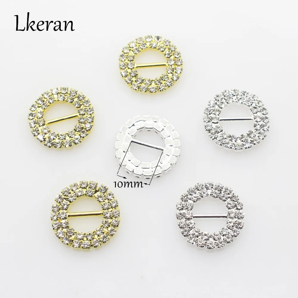 Fashion 10Piece 20mm Mini Double row round Rhinestone buckles (Pole10mm) Crystal slide buckle Manual DIY hair Ribbon accessoryes