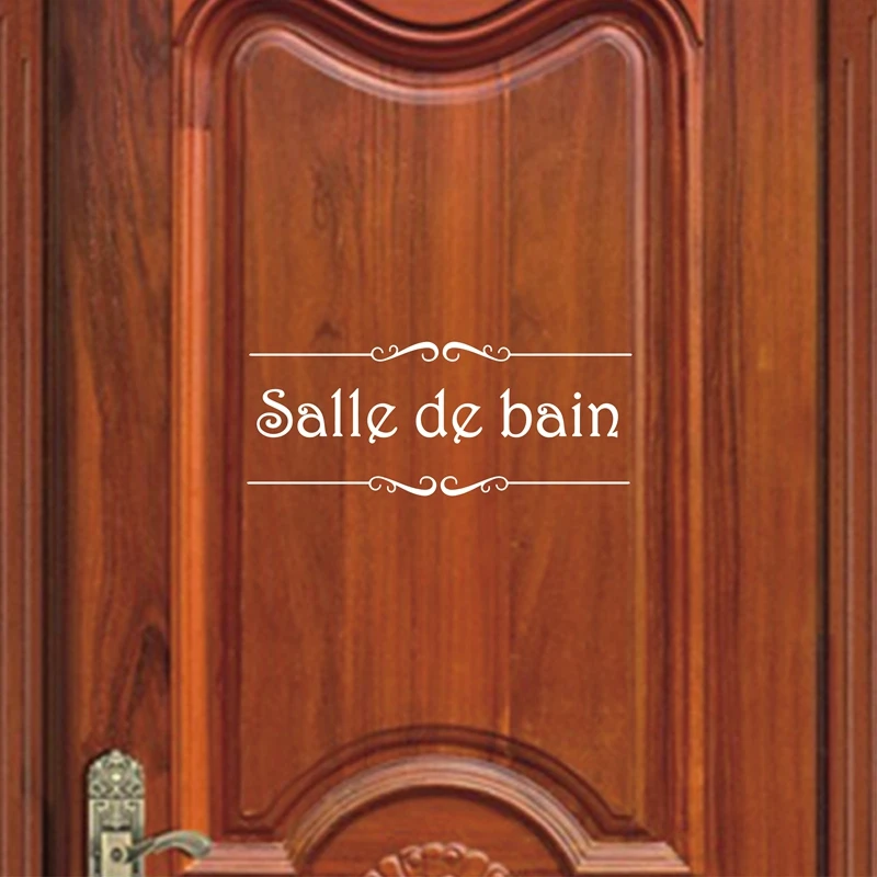 Porte Salle de bain et Toilettes Wall Sticker French Bathroom Toilet Door Wallpaper Mural Decals Vinyl Wall Sticker Home Decor