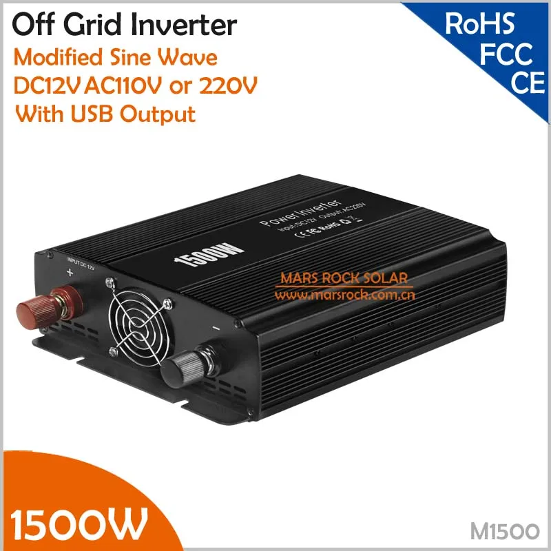 

Cheap 1500W Off Grid Inverter 12V DC to AC 110V/220V Modified Sine Wave Converter with Dual USB Output