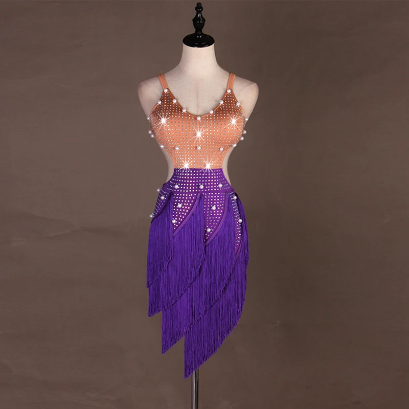 New Ballroom Woman Wear Samba Competition Adult Tassel High Quality Sexy Fringe Cheap Dancing Latin Dance Dress