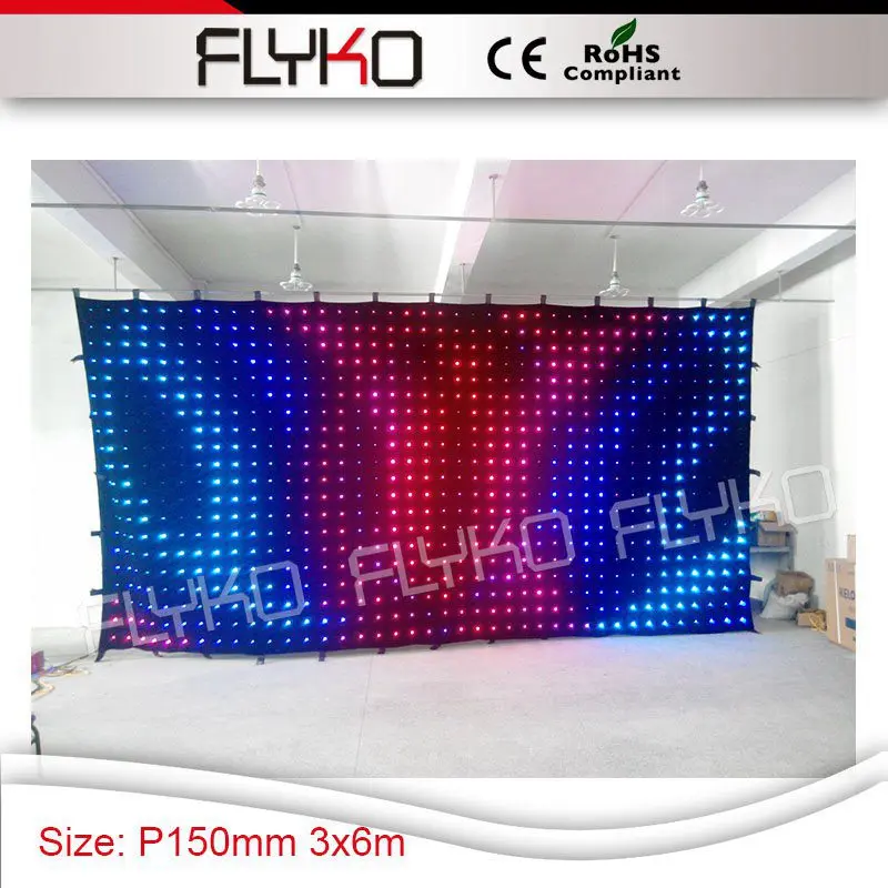 

P15 soft flexible led stage video curtain dj led backdrop 3x6m for party decoration