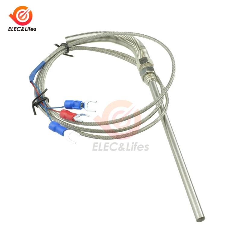 PT100 Temperature Sensor Thermocouple Wire M8 with 10cm Probe Tube Stainless Steel Shield for Temperature Controller