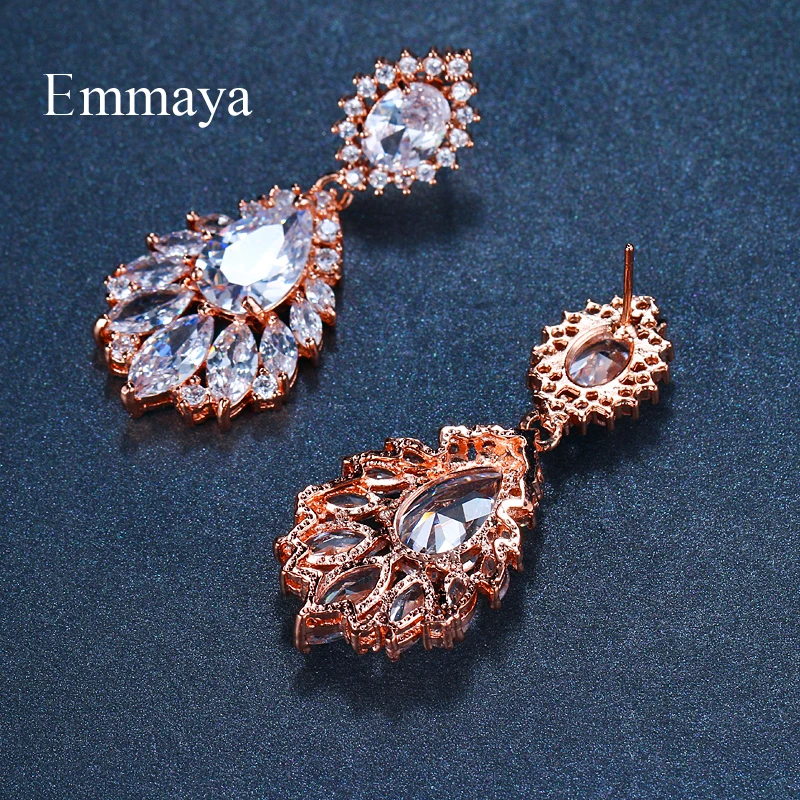 Emmaya Luxury 3 Colors Charm Shinny AAA Cubic Zirconia Dangle Earrings for Women Party Jewelry Best Gift