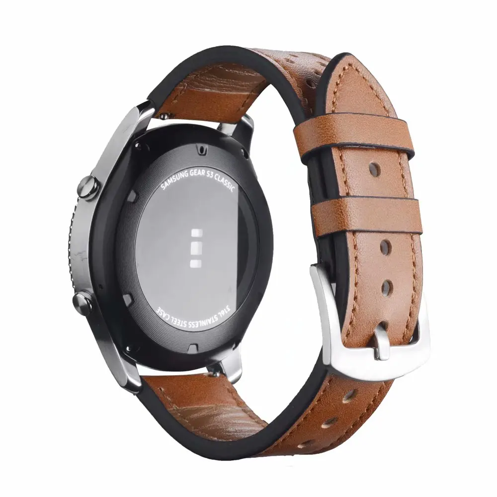 22mm Hole Genuine Leather Watch Strap for Samsung Gear S3 Band Bracelet for Xiaomi Huami Amazfit Pace Stratos 2 Amazfit 2 Band