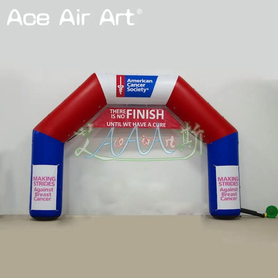 Custom 20ft Inflatable Finish Arch with Slogan of Against Breast Cancer for Cancer Society